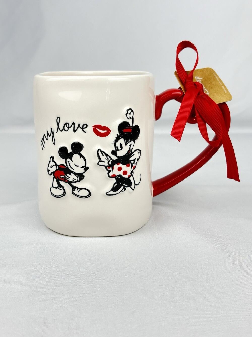 Rae Dunn Disney Mickey Minnie My Love Ceramic Mug Valentine’s Day White Cup New